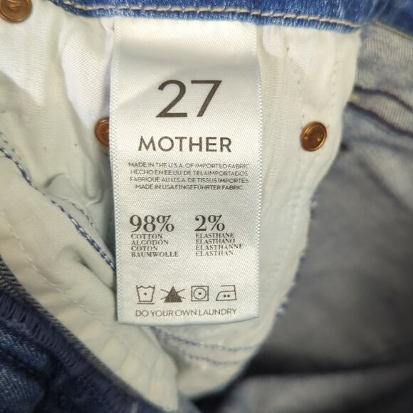 Mother Jeans Women's 27 Blue The Looker Ankle Zip Denim In Graffiti Girl - Picture 14 of 16